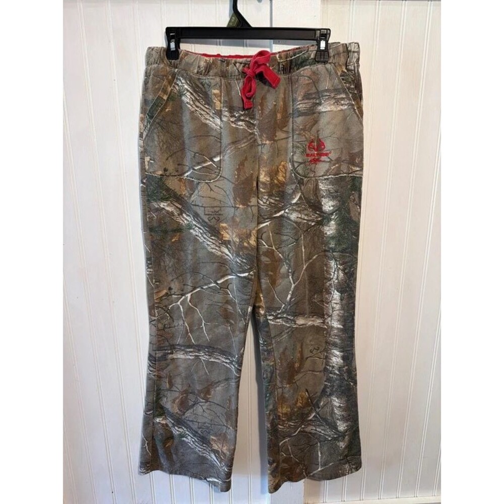 Realtree xtra women’s Lg sweatpants loungewear camo pockets drawstring bootcut